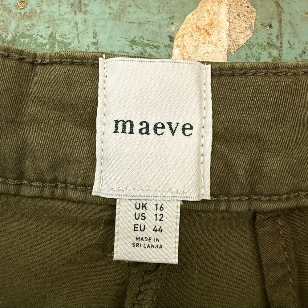 Anthropologie Maeve Oversized Wide-Leg Pleated Chino Pants in Moss Green Size 12 - Picture 13 of 16
